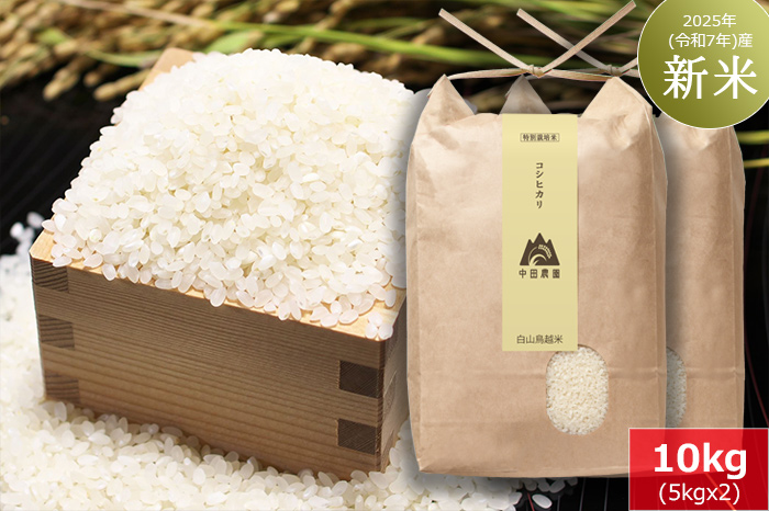 白山鳥越米『コシヒカリ』10kg　2025年（令和7年）産「新米」