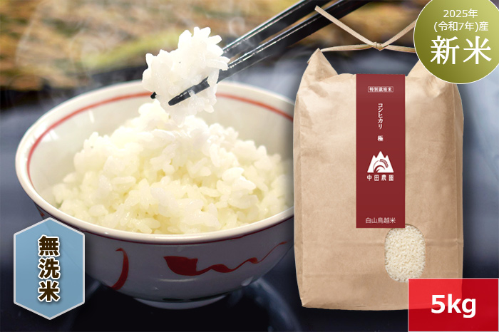 【無洗米】白山鳥越米『コシヒカリ極（きわみ）』5kg　2025年（令和7年）産「新米」