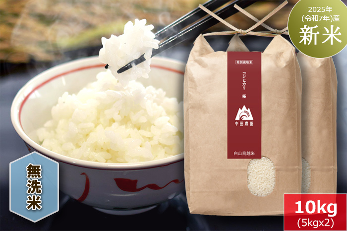 【無洗米】白山鳥越米『コシヒカリ極（きわみ）』10kg　2025年（令和7年）産「新米」